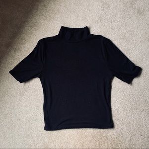 Black cropped turtleneck